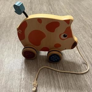B Toys Happy Wooden Piggy Pull Toy